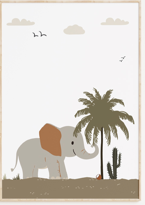 Jungle poster kinderkamer Olifant