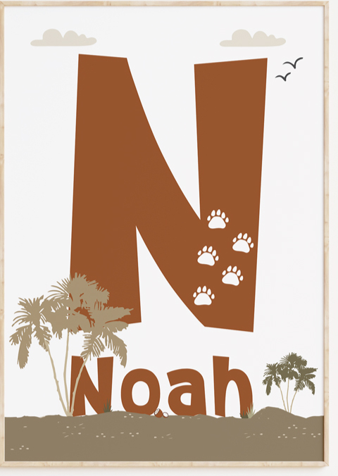 Jungle naamposter kinderkamer