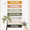 Jungle poster kinderkamer dagen van de week