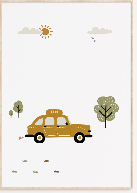 Voertuigen taxi kinderkamer poster